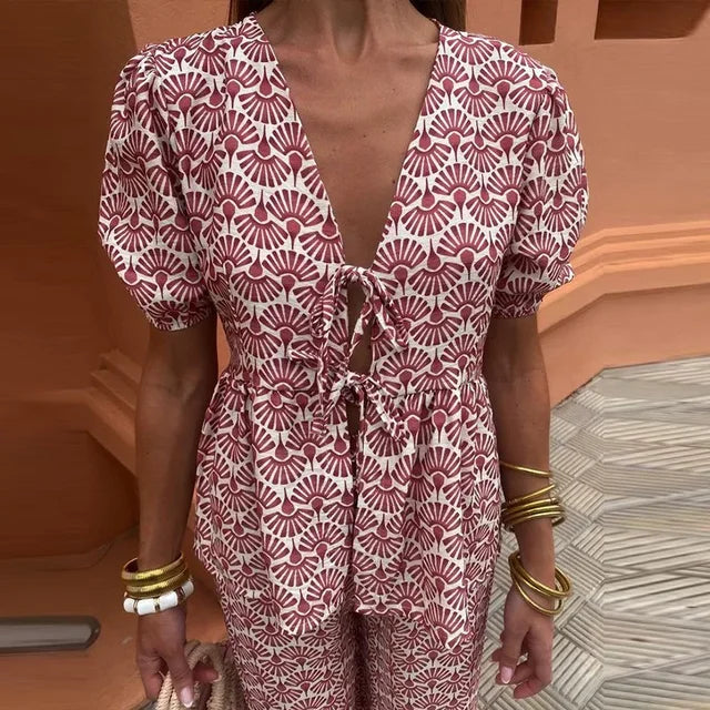 Chantal | Chemise à manches courtes et pantalon décontracté