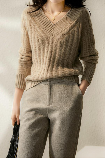 Romy | Pull En Maille à Col En V Pour Femmes