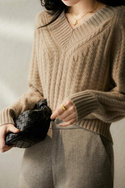 Romy | Pull En Maille à Col En V Pour Femmes