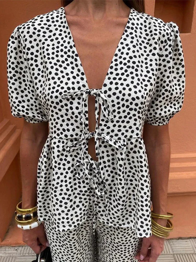 Chantal | Chemise à manches courtes et pantalon décontracté