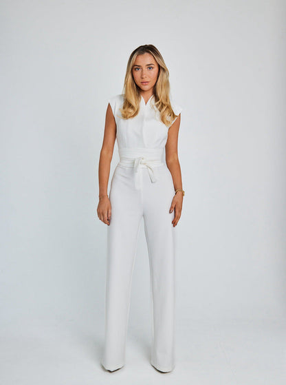 Seline | Combi-Pantalon Sans Manches à Ceinture et Pantalon Large pour Femme